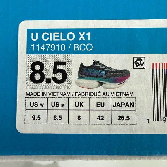 Hoka Cielo X1 Black/Electric Sky Aqua Carbon Running Shoe - Picture 15 of 15